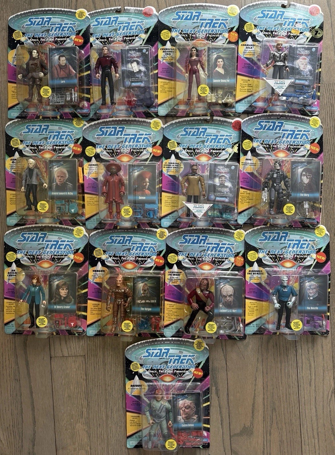 1993 Star Trek The Next Generation Playmates Action Figures, Lot of 13 MOC