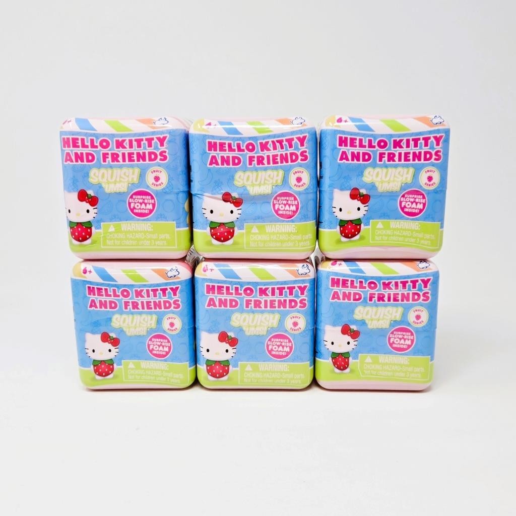 Hello Kitty + Friends Squish &lsquo;Ums Fruit Series – Lot of 6 Sealed Blind Cubes