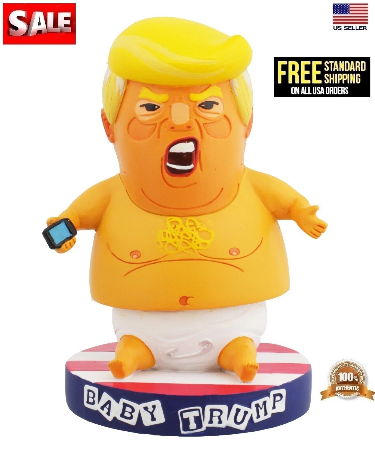 Royal Bobbles 5.5&Prime; Angry BABY DONALD TRUMP US-president BobbleHips +5 Baby