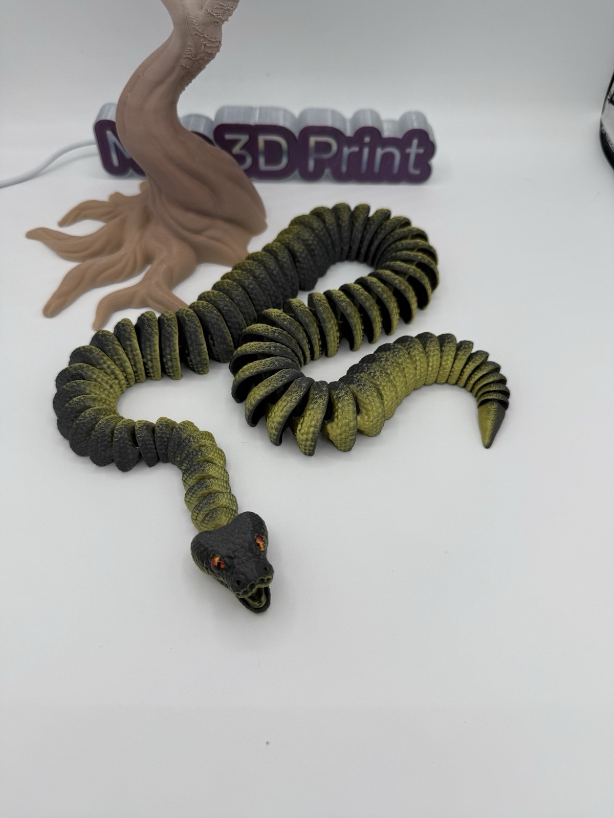 3D Printed Ball Python Snake 28”- Gold Black