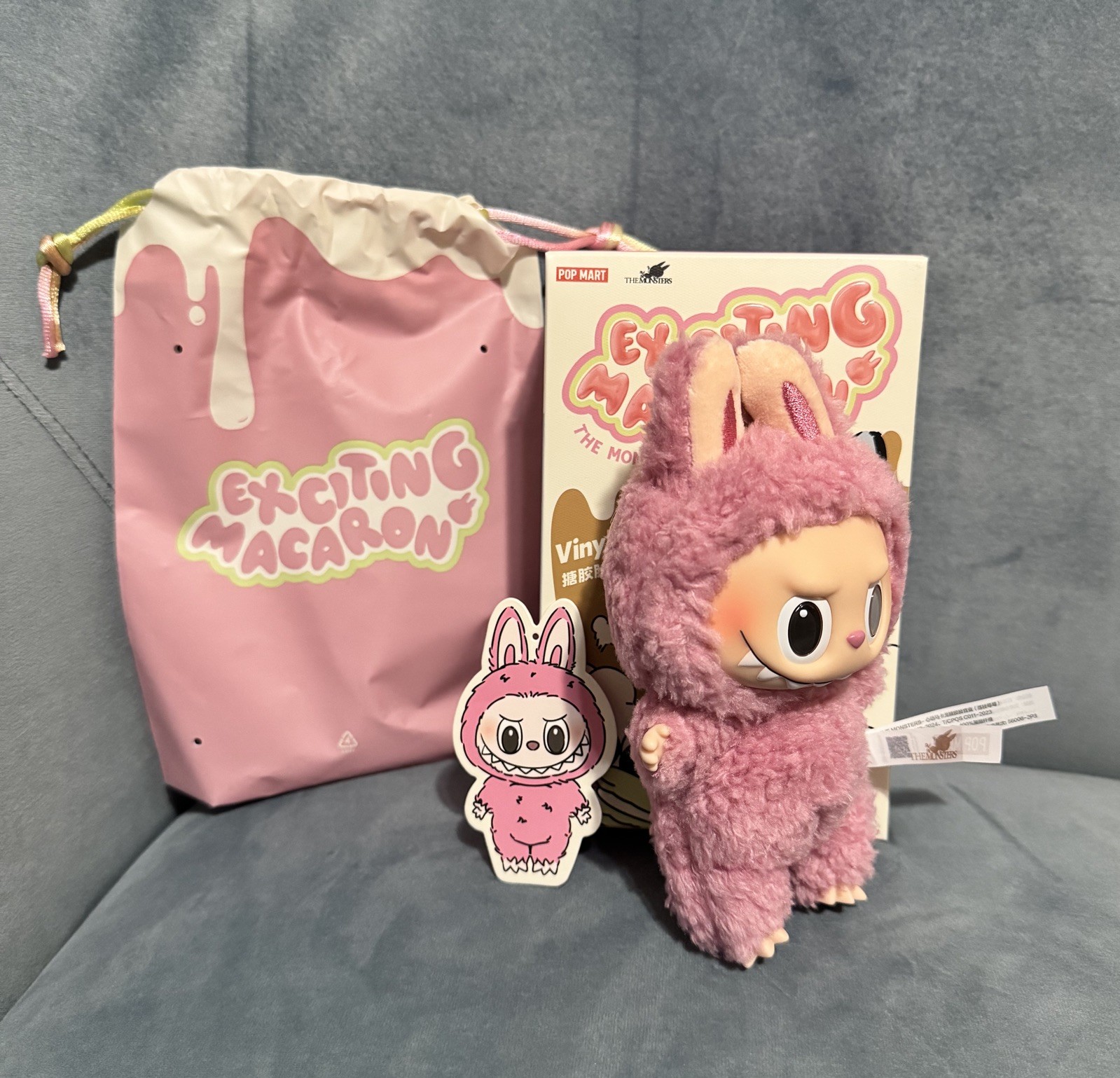 Authentic POP MART Labubu Exciting Macaron Vinyl Plush Opened Box – Lychee Berry