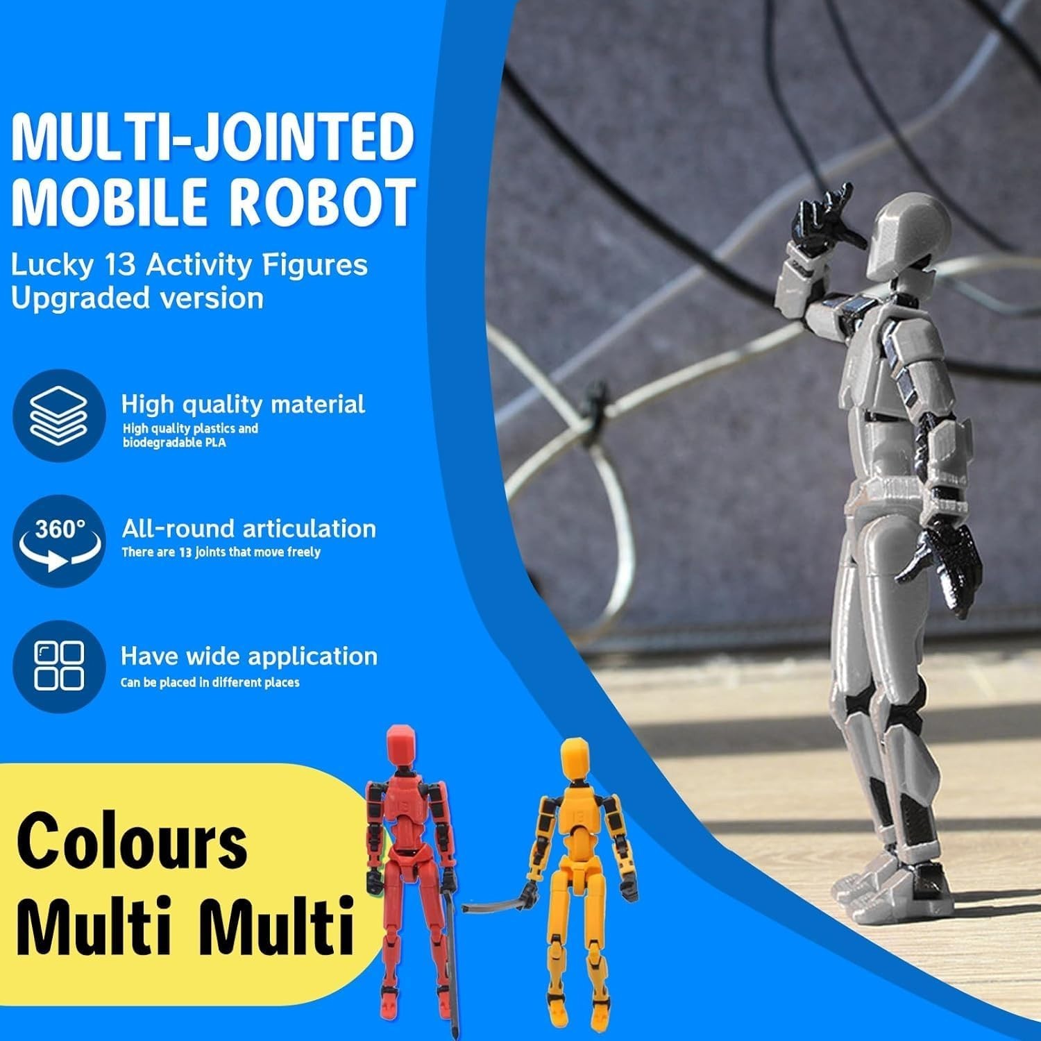 Lucky 13 Fully Jointed 3D Action Figure: Stylish and Durable Red Robot Toy