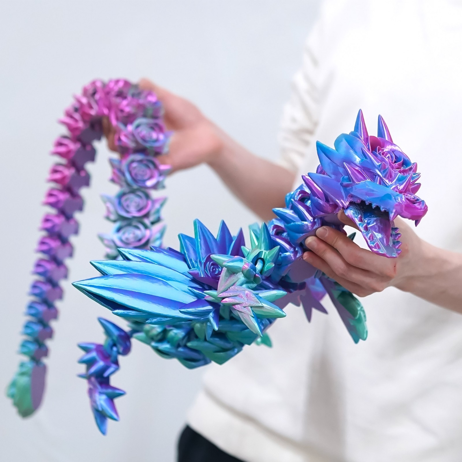 47.5inch 3D Printed Rose Dragon Model,Articulated Animals figure,Toys Home Decor