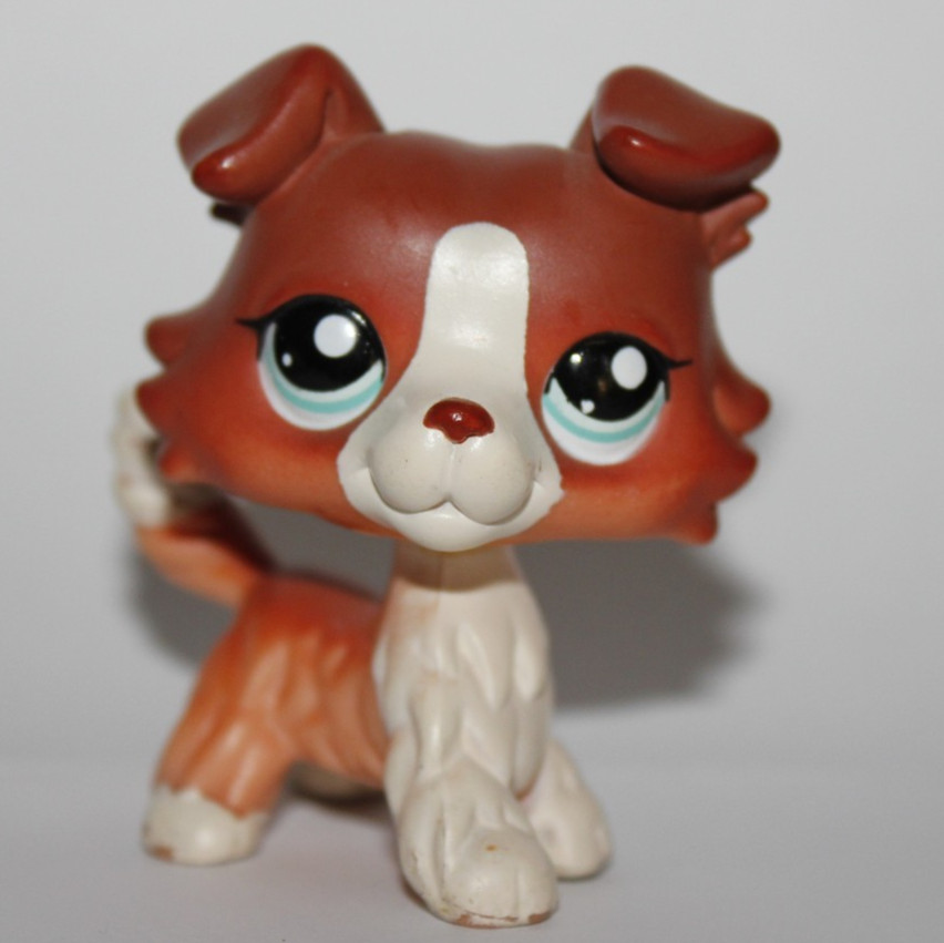 Littlest Pet Shop #1542 LPS Authentic Brown Red White Collie Dog Lps