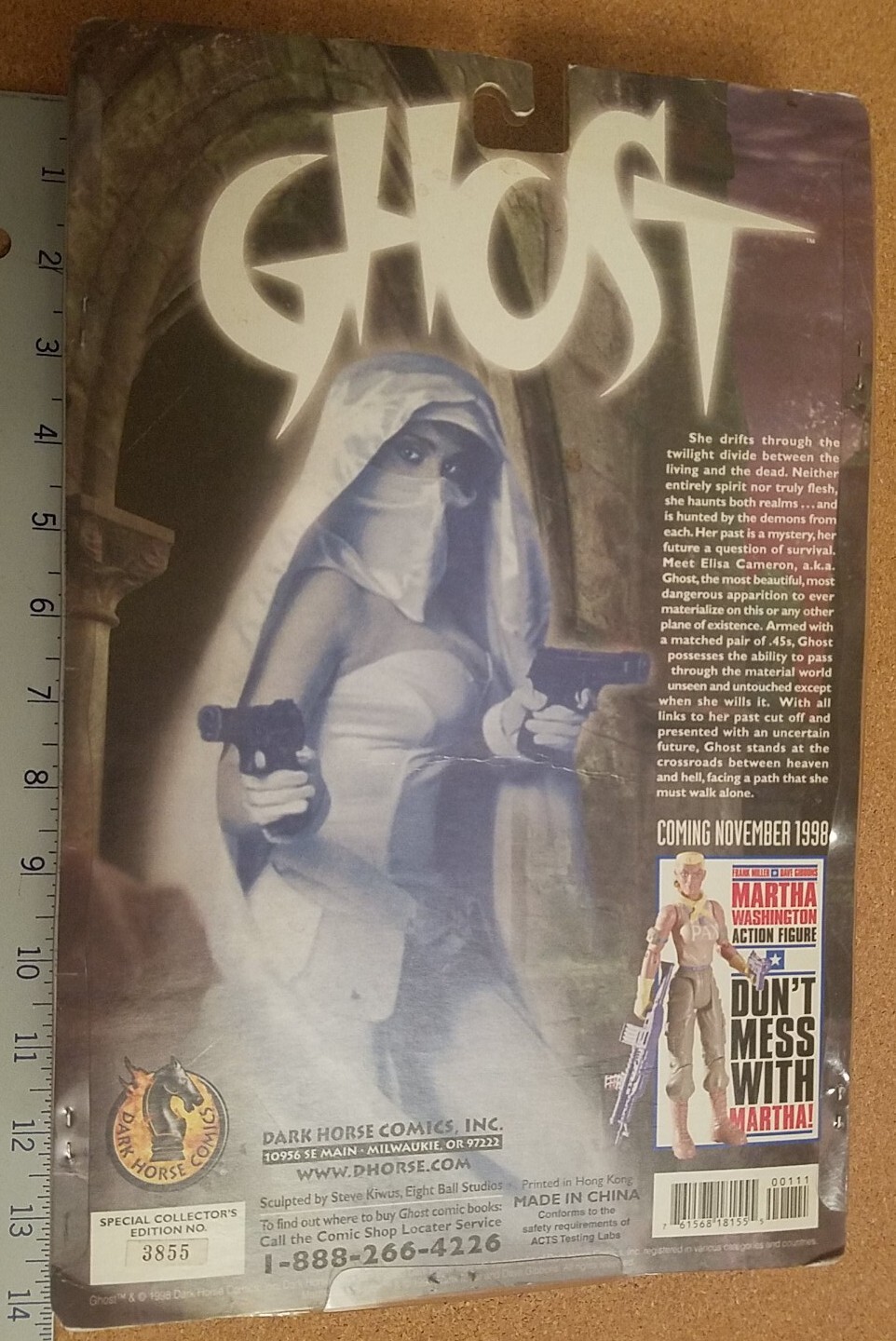 Dark Horse Comics Ghost Action Figure Chrome Version 1998 with Comic Book NIB