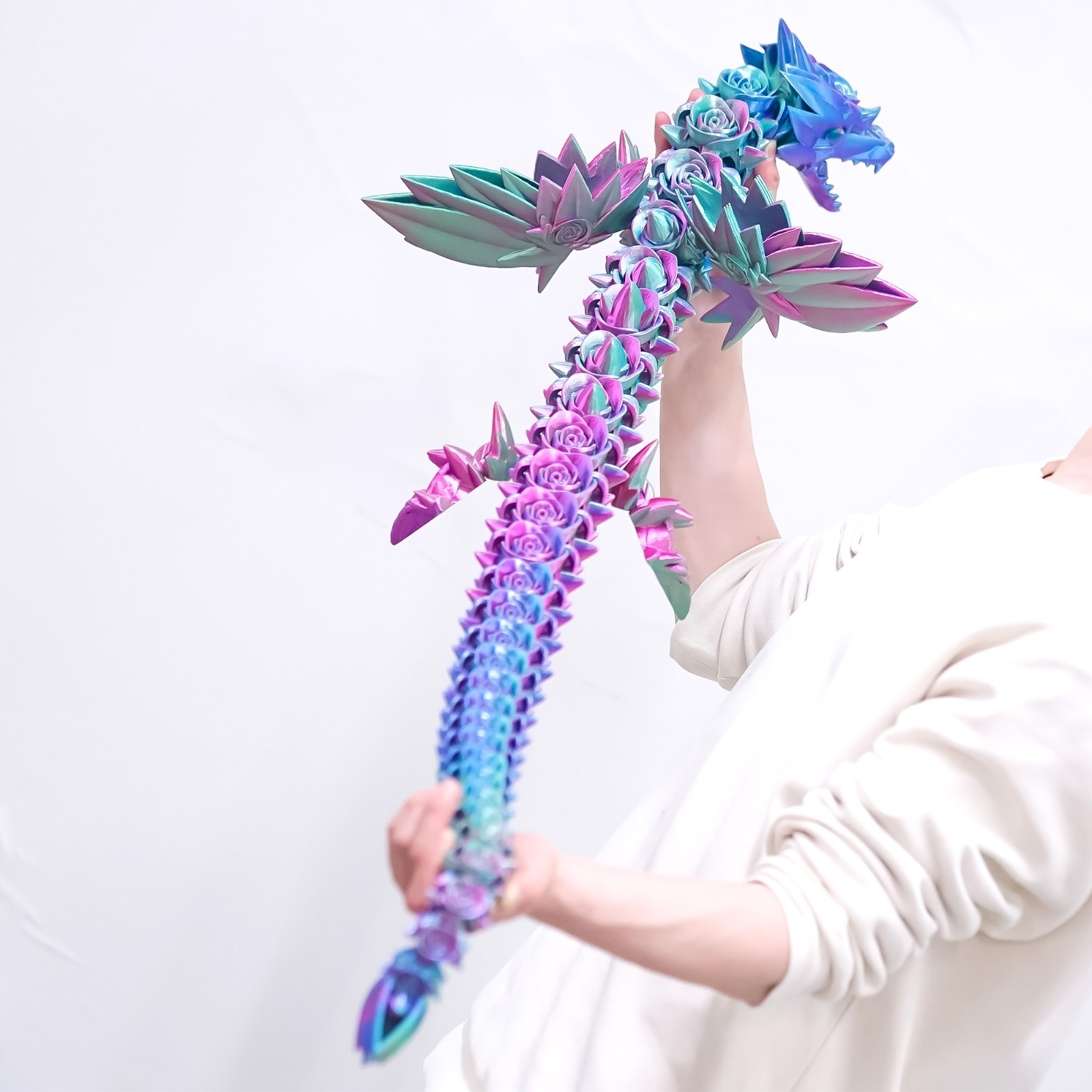 47.5inch 3D Printed Rose Dragon Model,Articulated Animals figure,Toys Home Decor