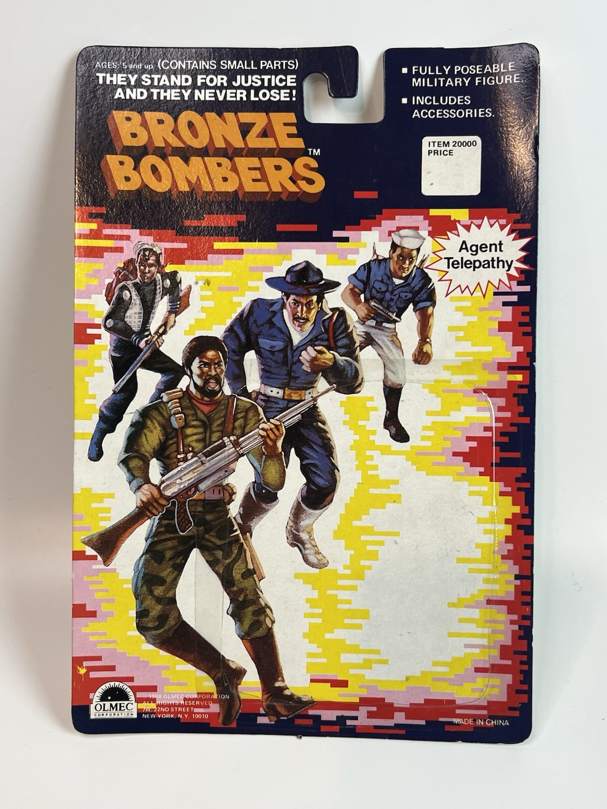 Agent Telepathy Back Card Package Bronze Bombers 1988 Olmec Vintage