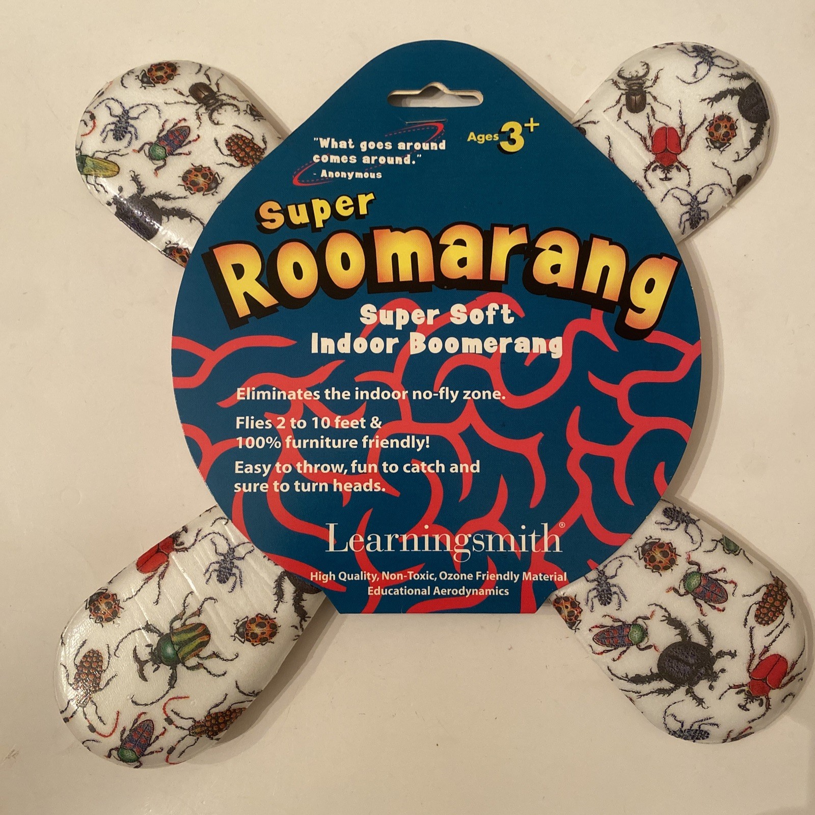 Vintage 1997 Super Roomarang Soft Indoor Boomerang LEARNINGSMITH Bug Design