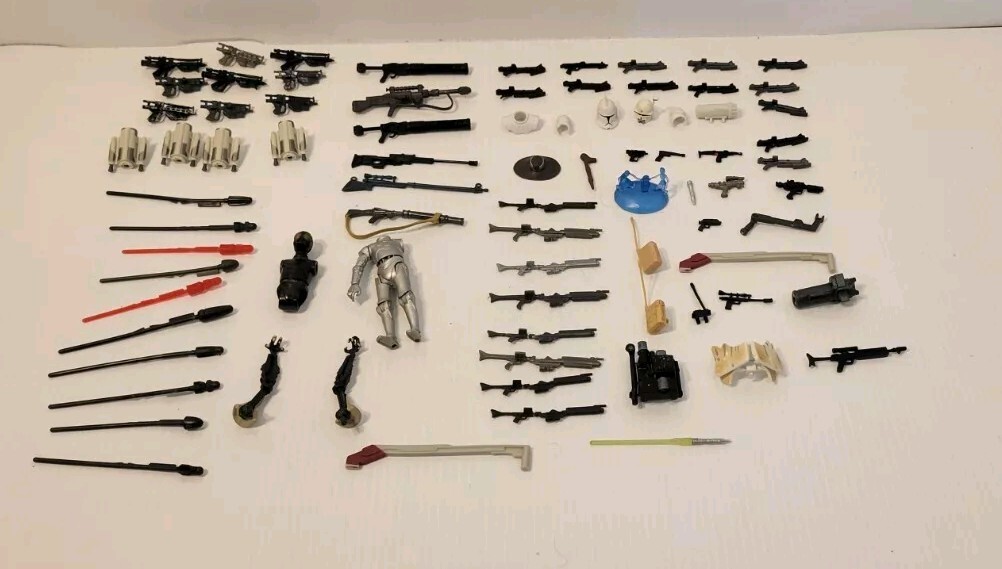 Large Star Wars Weapons Accessories Pieces And Parts Lot of 82 TCW