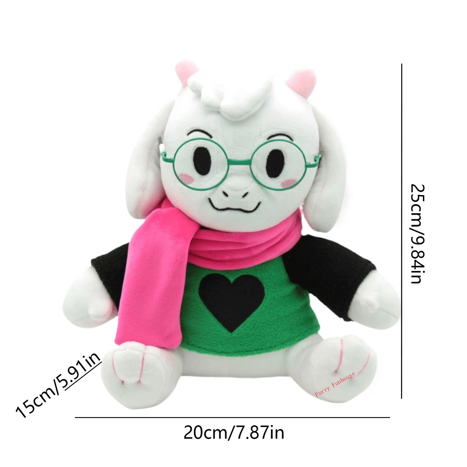 Deltarune Ralsei Plush With No Hat Green Fur Glasses & Scarf Fashion Plush Toy