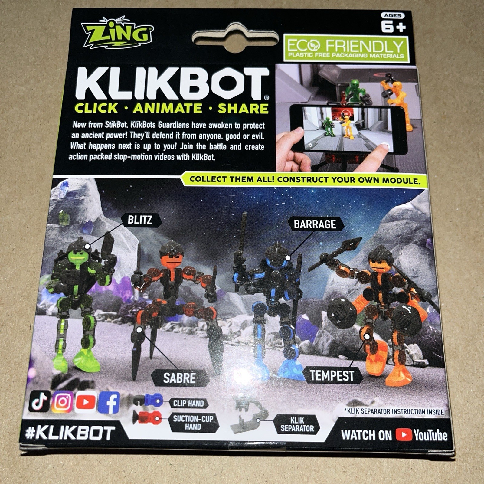 Klikbot Stop Motion Animation Figure – Guardian – Barrage – Zing – NEW!