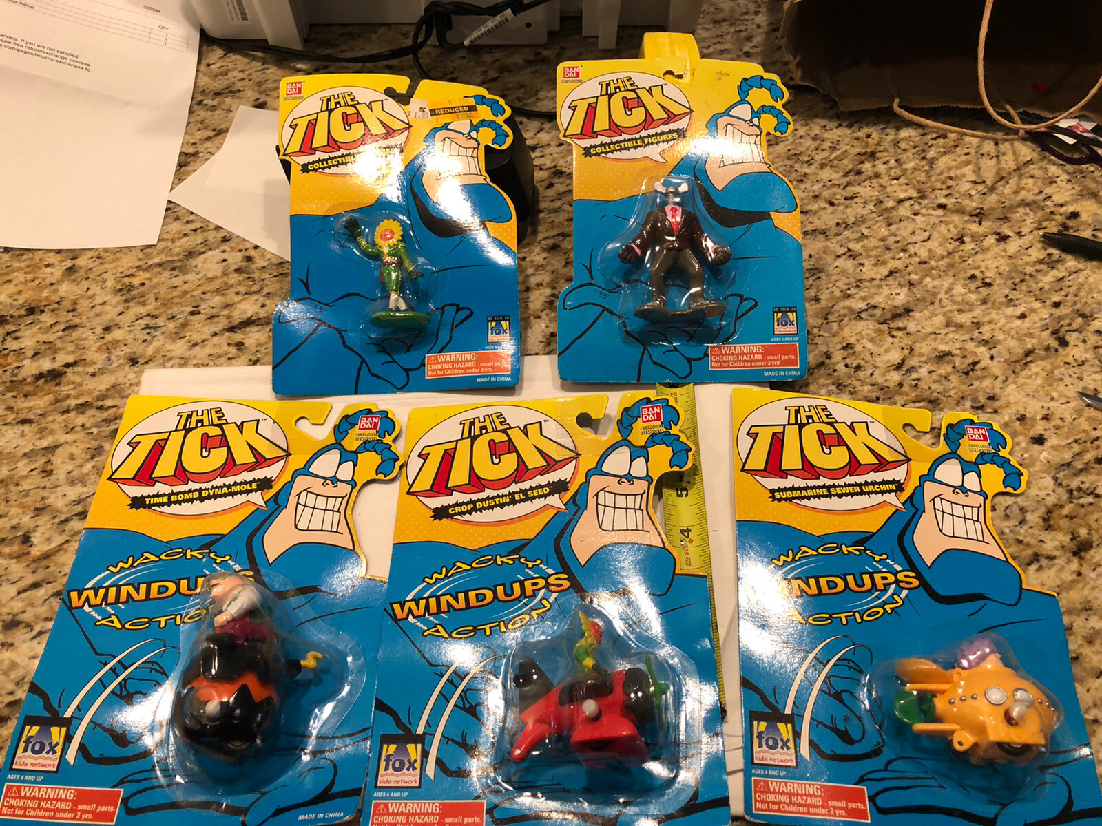 Nice Lot of 5 Vintage 1995 The Tick Bandai Action Figures & Wacky Wind Up New