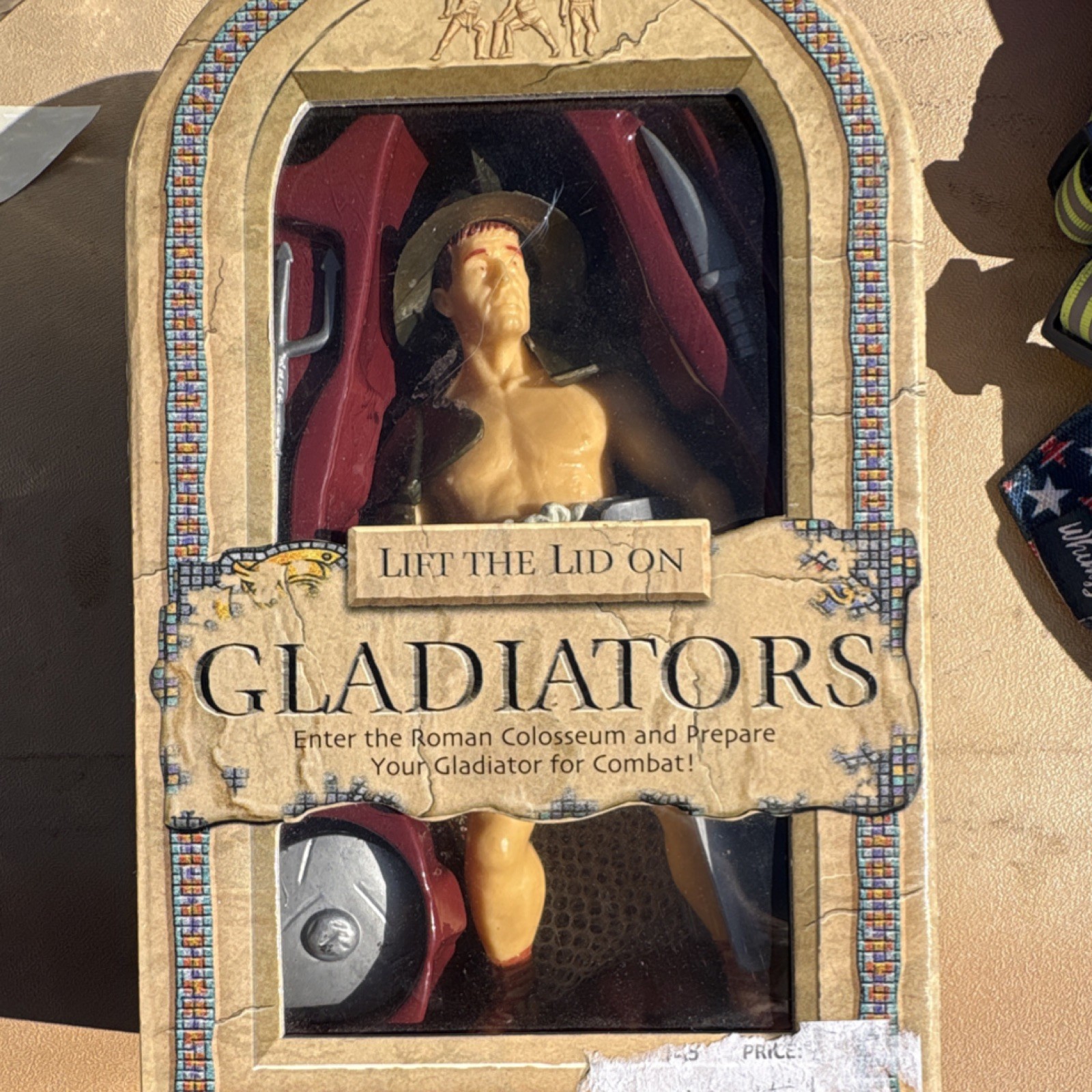 Gladiator Action Figure Set Boxed with Shield, Sword, Trident, Helmet