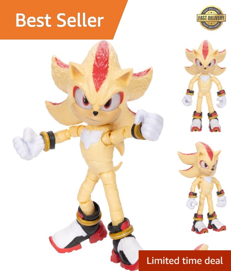 Official Sonic 3 Movie 5&Prime; Super Sonic Figure – Perfect Gift for Any Occasion