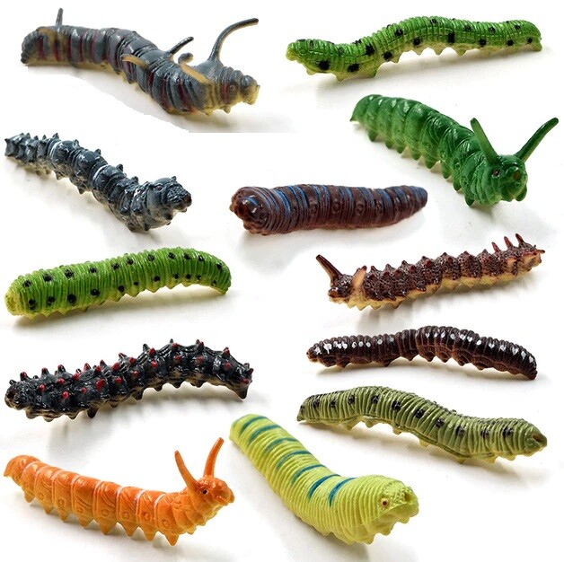 12pcs Worm Insect Animal Toy PVC Action Figure Kids Toys Party Children Gifts