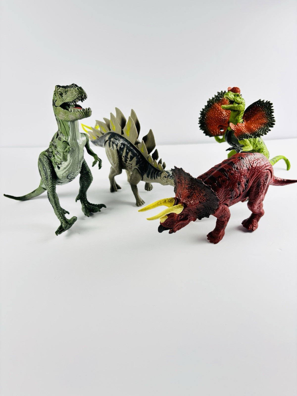 KID GALAXY DINOSAURS LIGHTS & SOUNDS FULLY POSABLE LOT Of 4