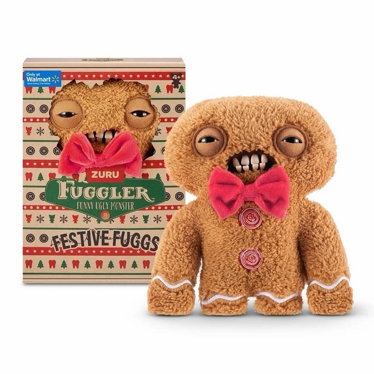New! Fuggler Funny Ugly Monster Festive Fuggs 9&Prime; Christmas Gingerbread Man Plush