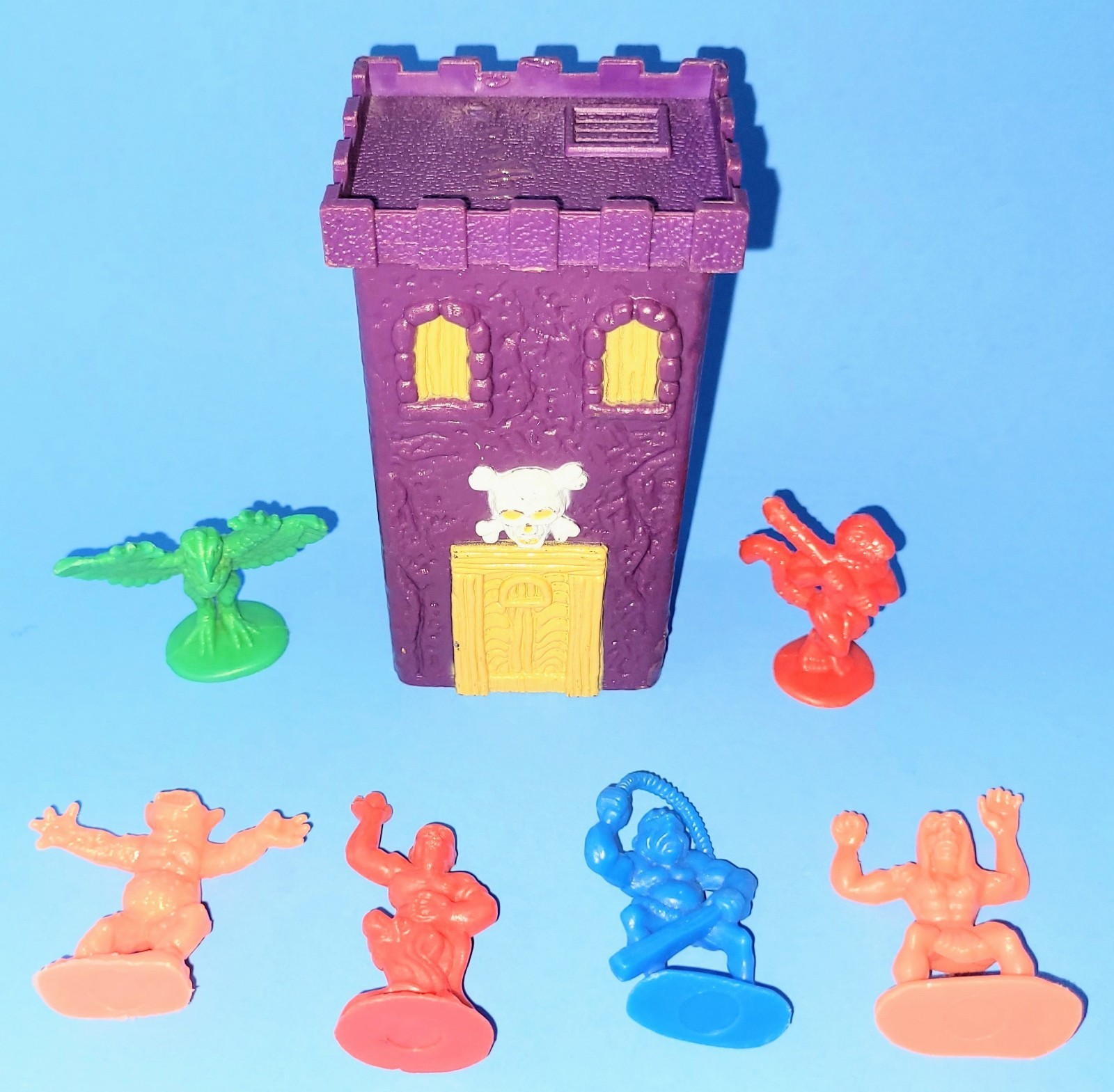 Vintage 1980s Arco Dragons N’ Monsters Figures & Purple Skull Castle Turret Set