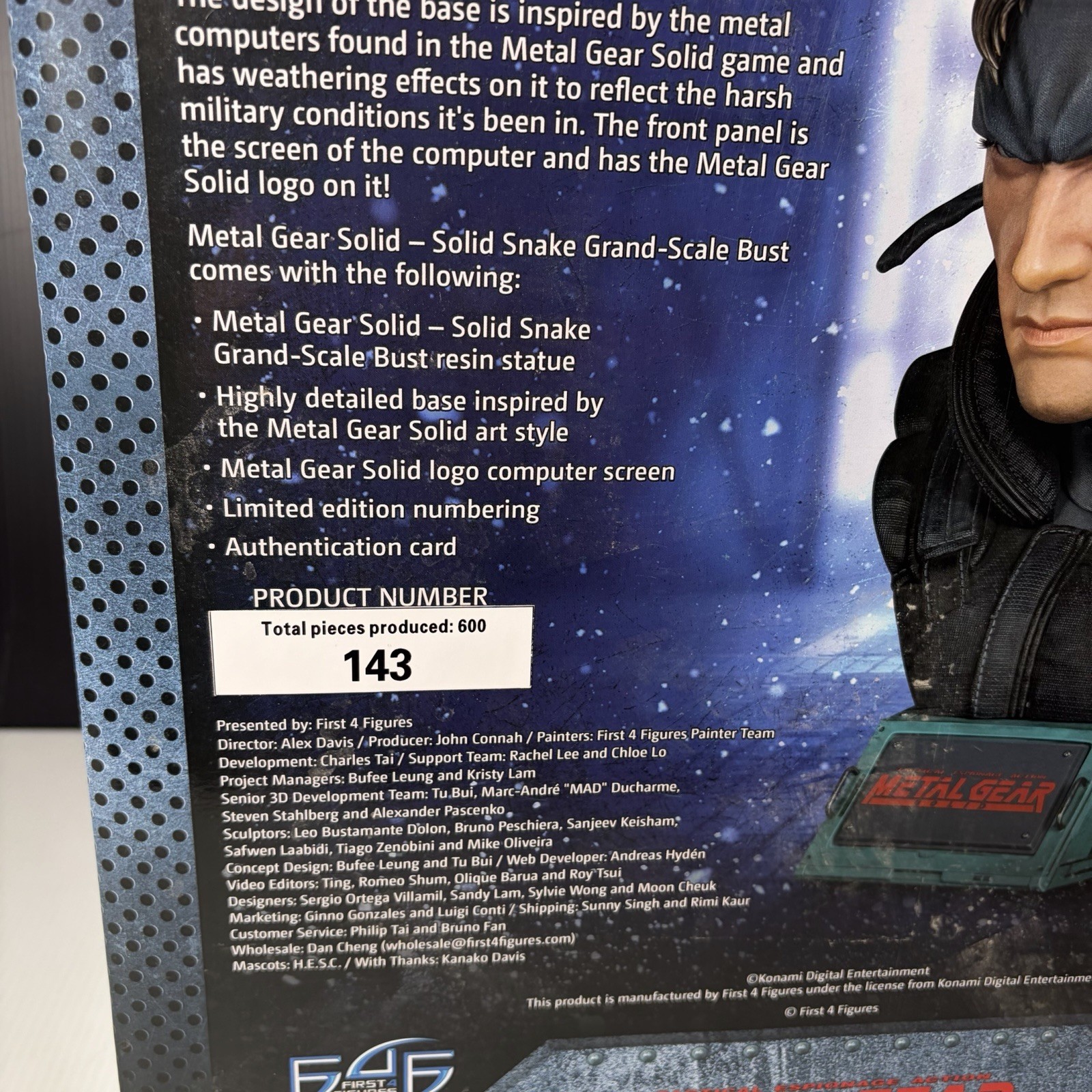 First 4 Figures Metal Gear Solid Solid Snake Grand Scale Bust Standard Polyresin