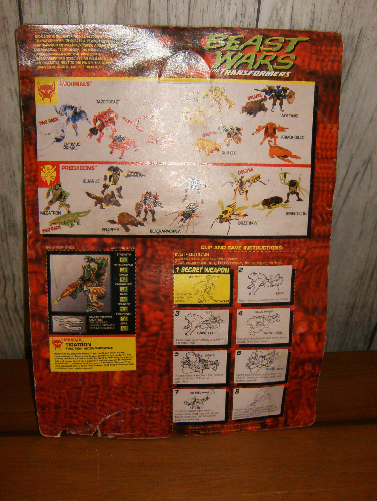 RARE ERROR Beast Wars Transformers Iguanas on Tigatron Card