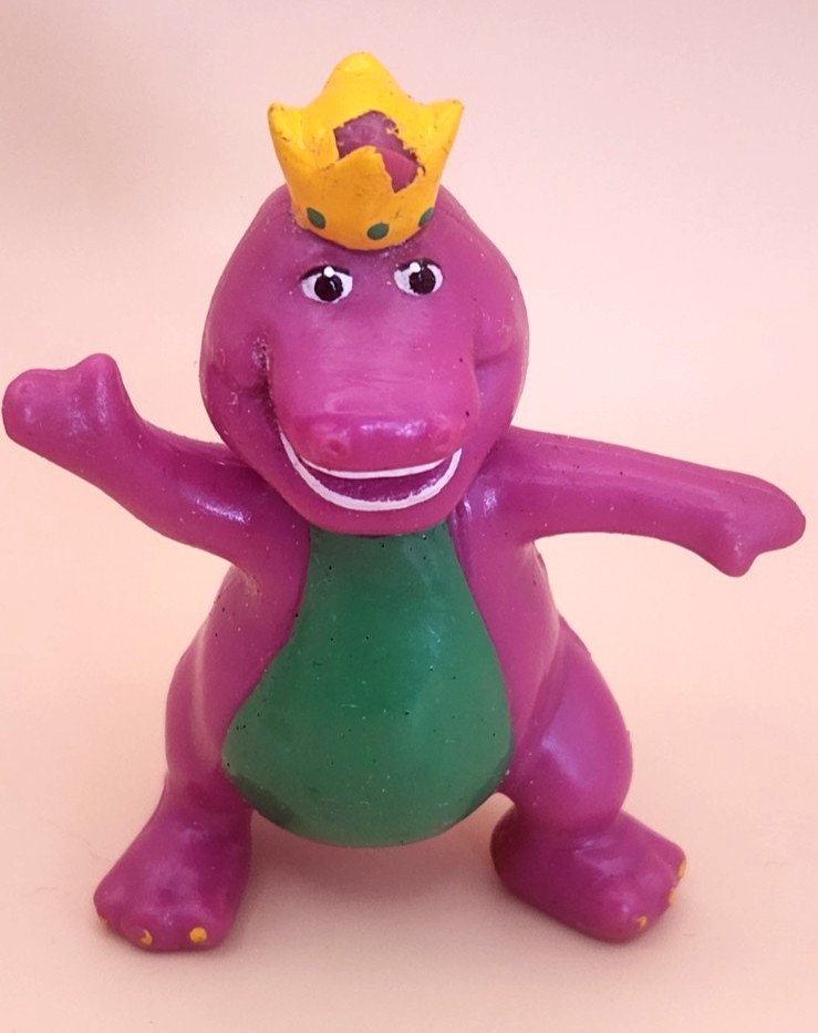 2 Small Barney Figurines / Cake Toppers – 1993 The Lyons Group – 2.5&Prime;