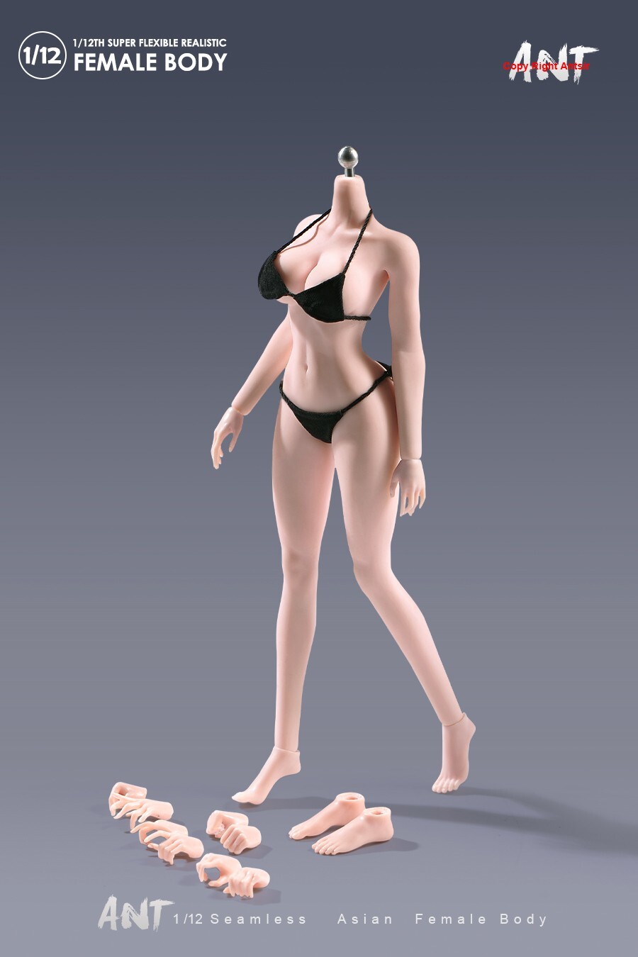 ANT 1/12 Large Breast Plump Hip Pale Seamless Body For 6&Prime; Female Action Figure
