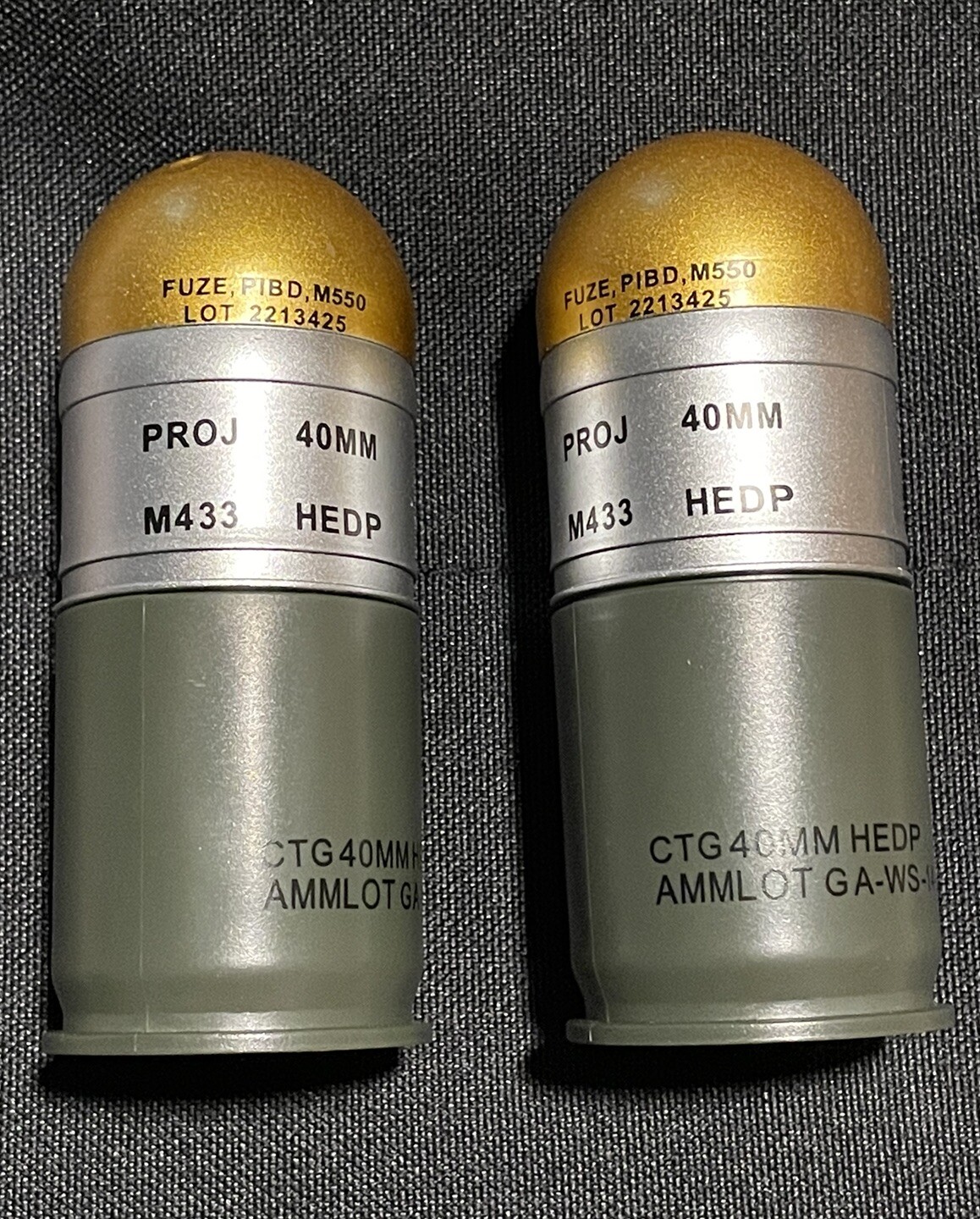 M433HE1 HEDP Dummy Toy Grenade Shell Model Tactical Prop Storage Case 3 Pack