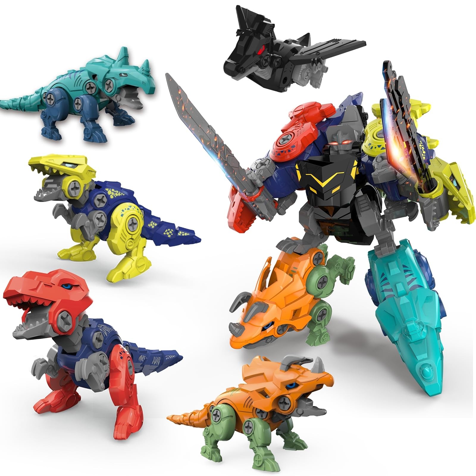 Dinosaur Transform Robot 5 in 1 Take Apart Toys Set for boy Kid Age 3 4 5 6 7…