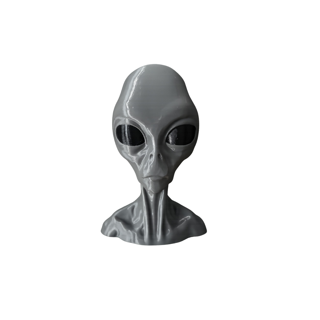 6” Gray Alien Head Bust – Ultra Smooth 3D Printed PETG – UFO Roswell Style