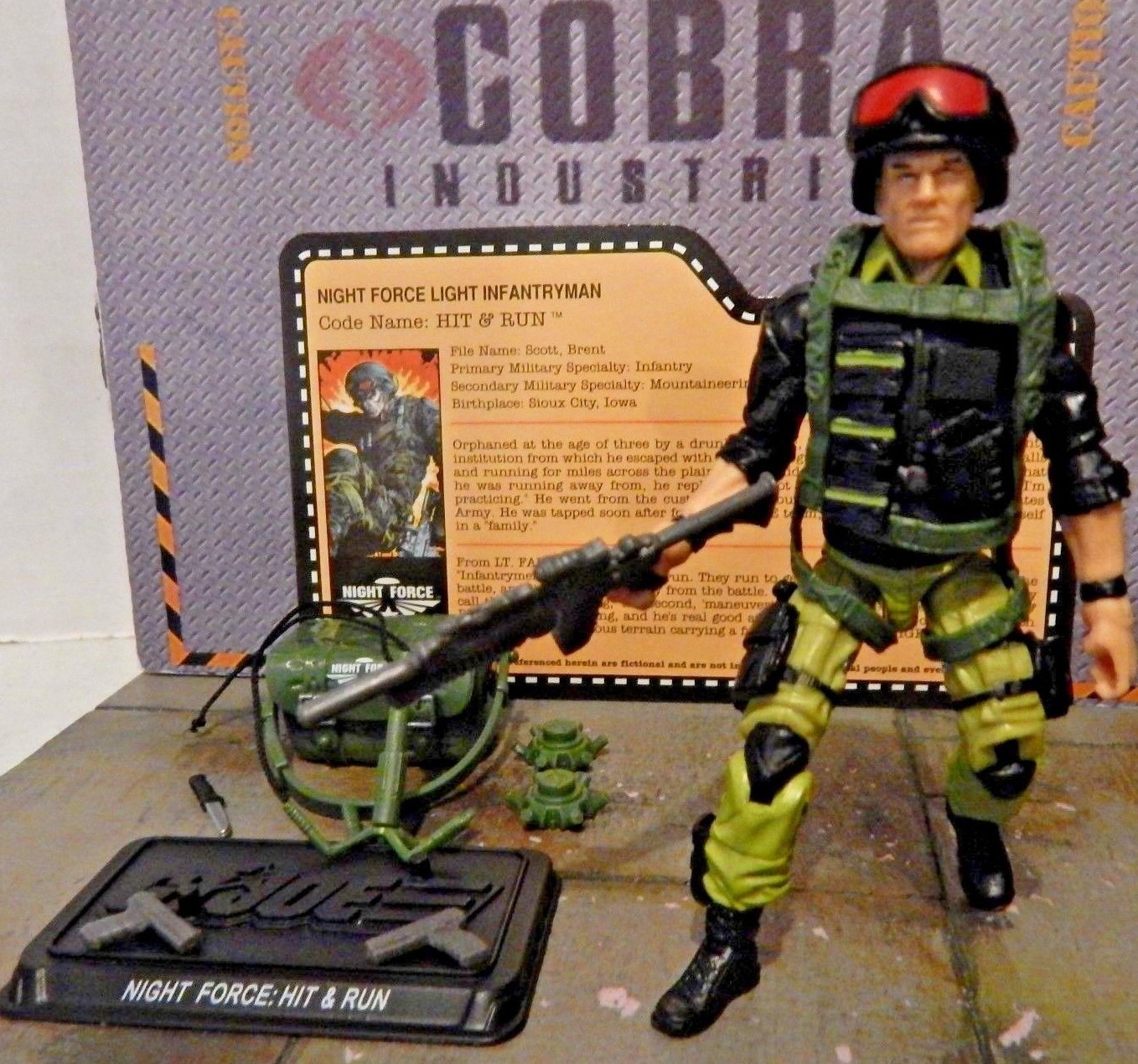 GI JOE ~ 2013 HIT & RUN ~ NIGHT FORCE ~100% & FILE CARD ~ NOCTURNAL FIRE joecon