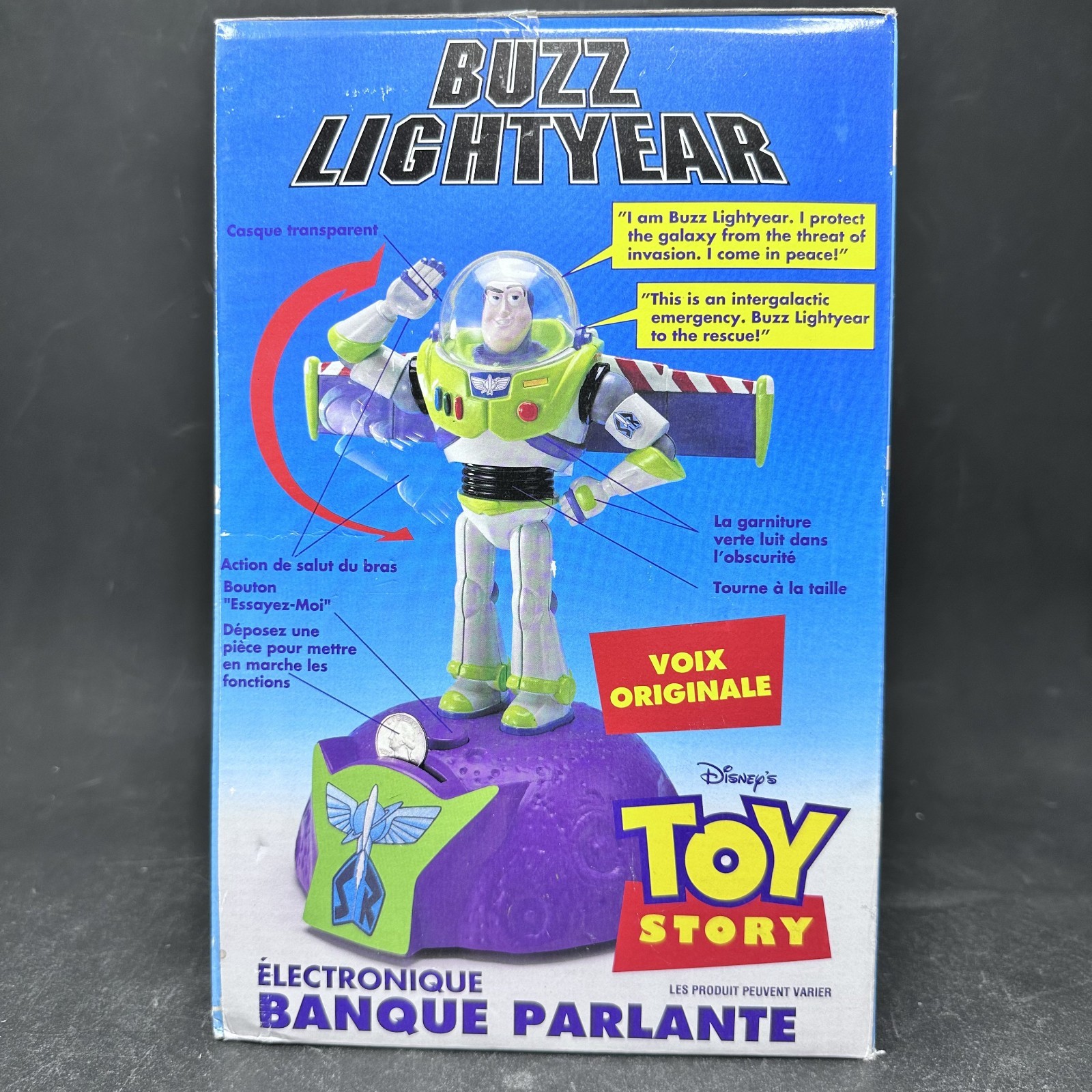 Toy Story Buzz Lightyear Electronic Talking Bank 1995 – New – Sealed – Vintage