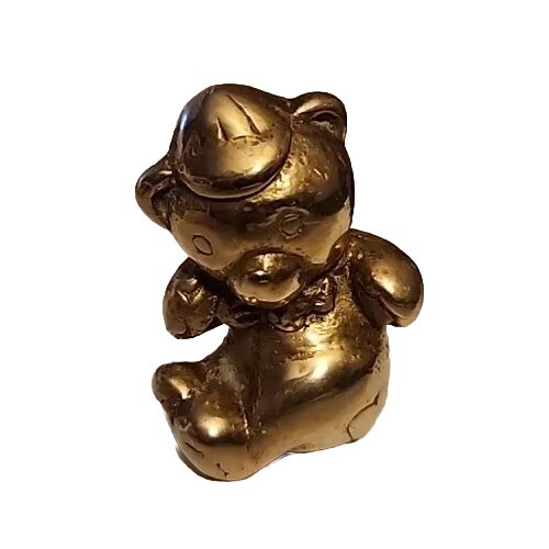 VINTAGE Solid BRASS Heavy! 2 Inch BEAR FIGURINE