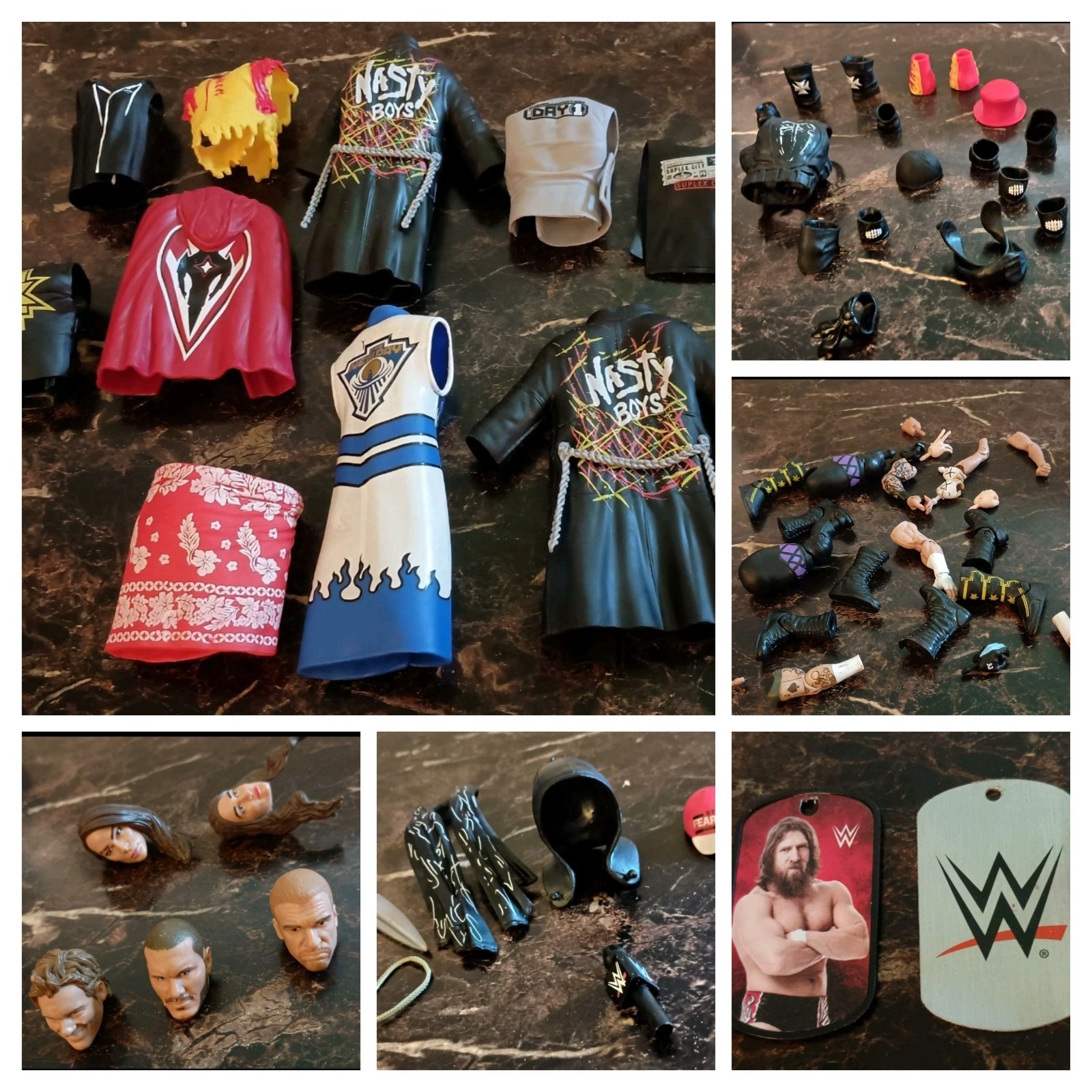 WWE Elite Wrestling Action Figure Parts, Pieces Clothing & Accessories Lot