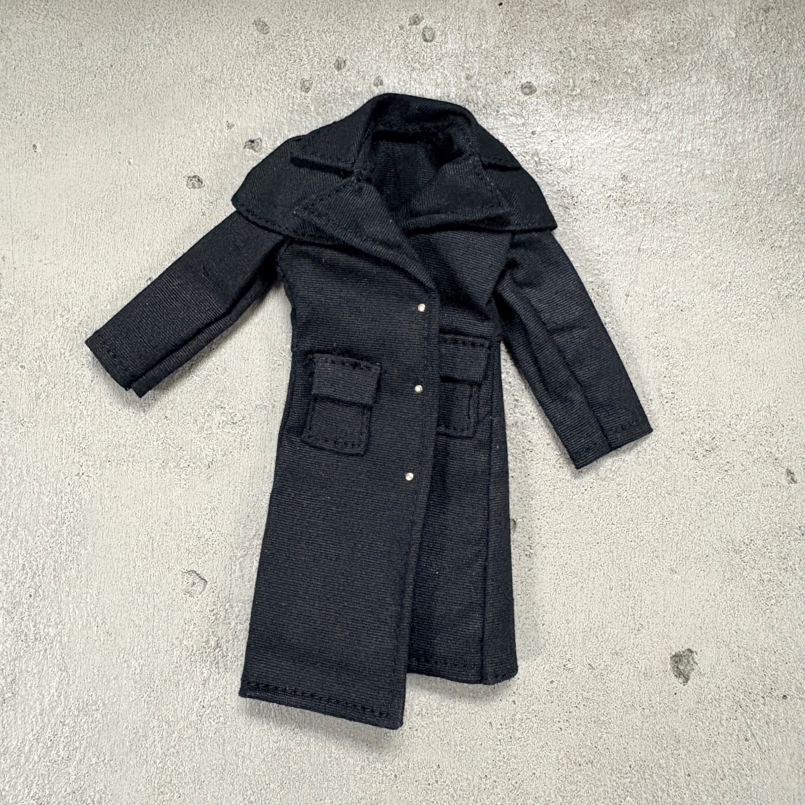 PB-LTC-DU-BLK: 1/12 Black Wired Fabric Western Duster Coat for 6&Prime; action figure