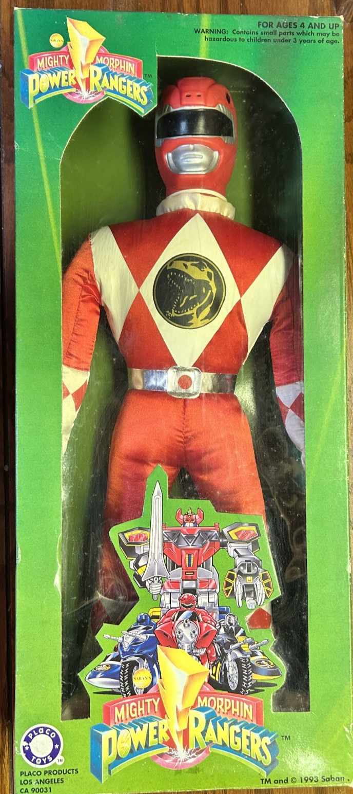 1993 Saban Mighty Morphin Power Rangers Red Ranger 18&Prime; Plush (plastic head)