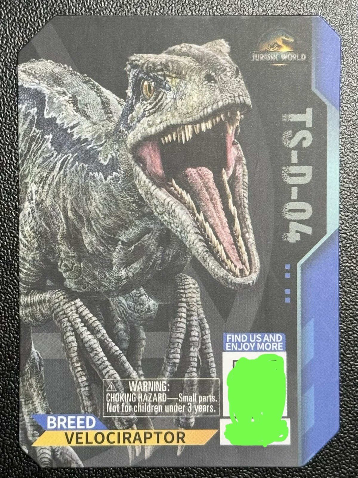 Blokees Jurassic World Terraventure 01 Velociraptor 5/144 Dark Gray Rare USA
