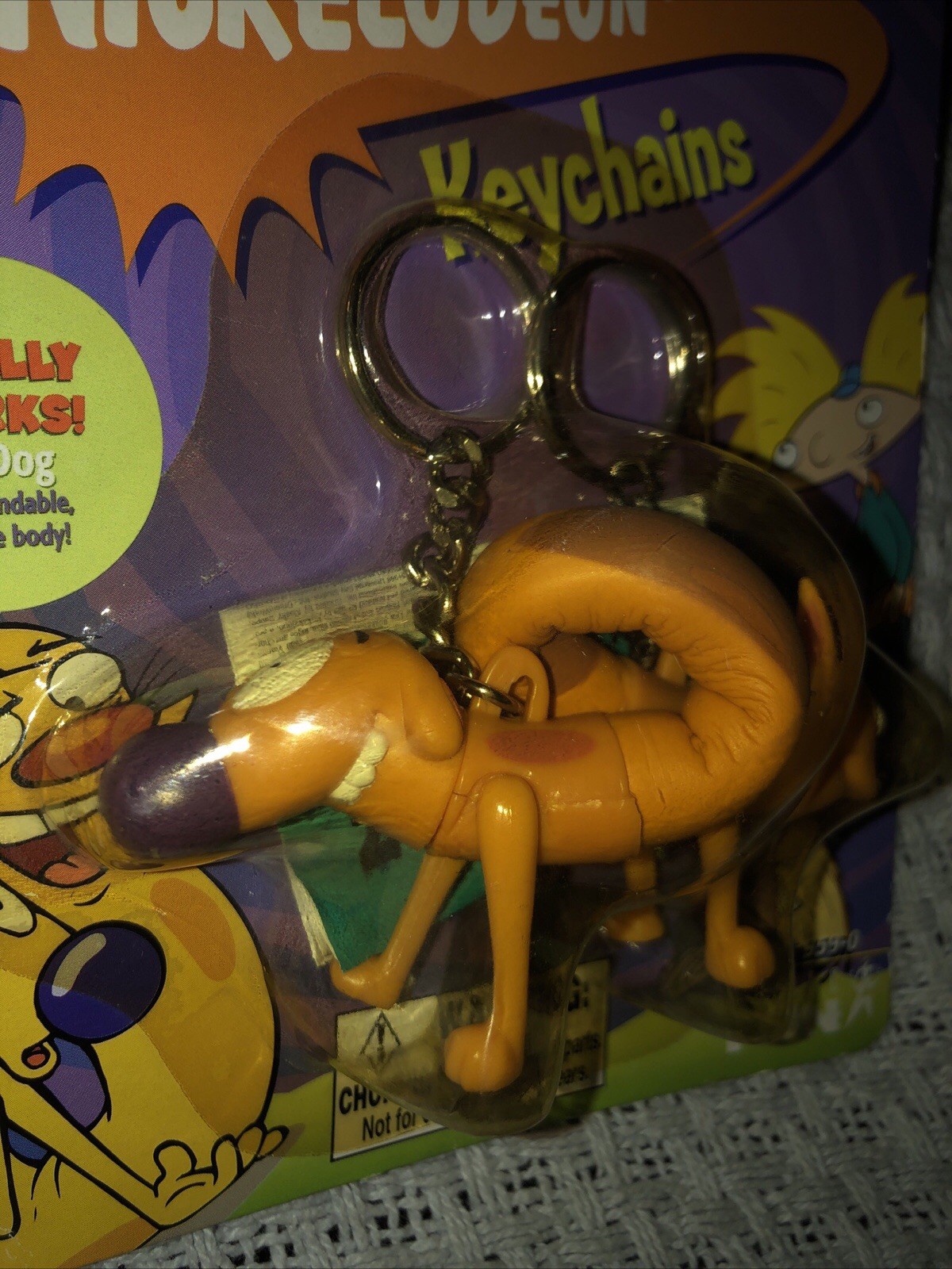 CatDog NICKELODEON Basic Fun Keychain 957-0 Sealed 1999 Cartoon Figure Toy Cat