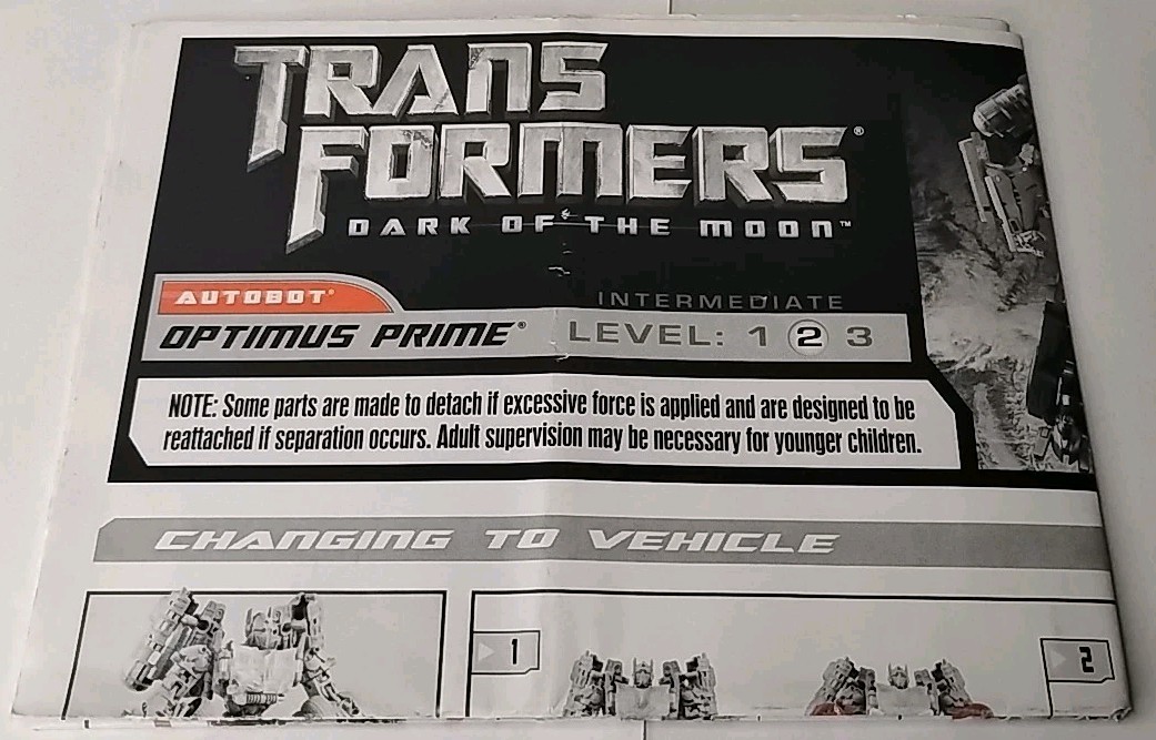 Transformers Dark Of The Moon Deluxe Optimus Prime Instruction Booklet