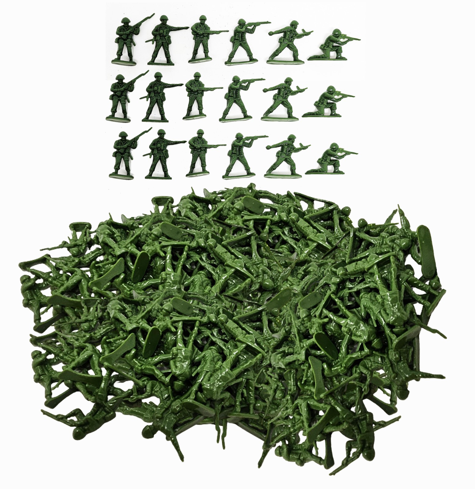 1000 Pcs Green Army Soldiers Military 6 different poses – 1.5&Prime; to 1.75&Prime; tall