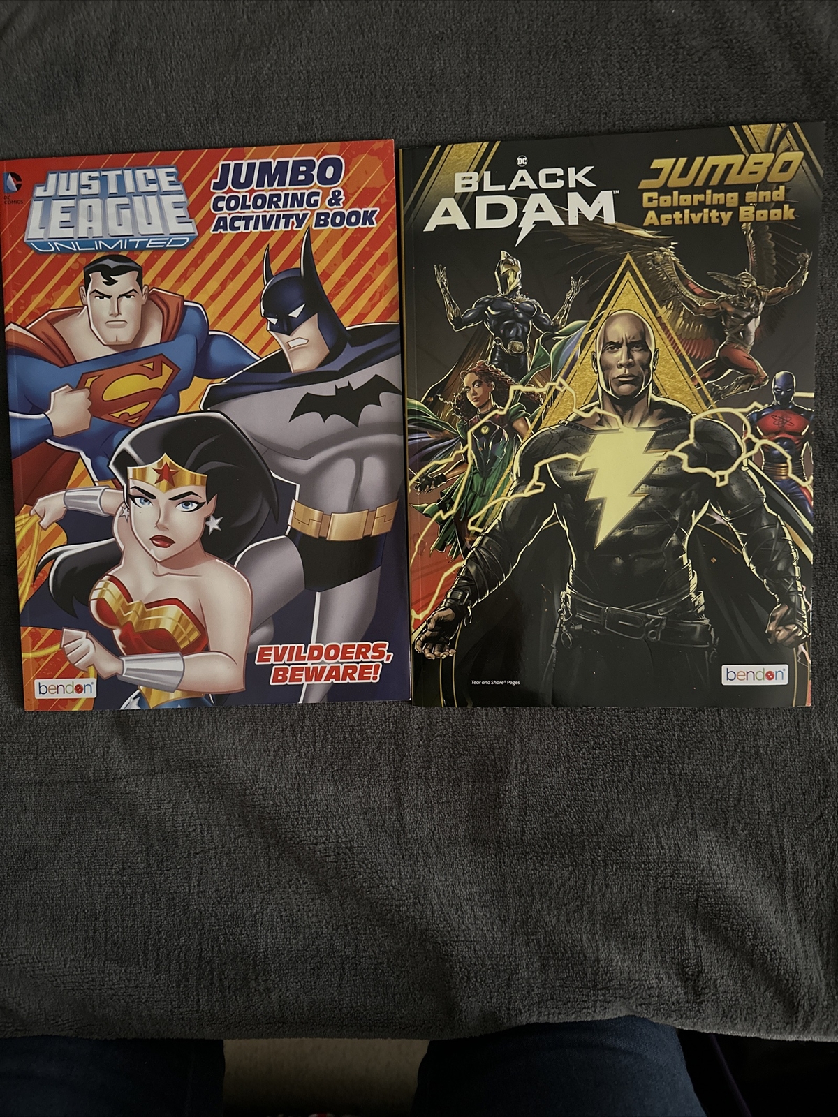 BLACK ADAM + JUSTICE LEAGUE UNLIMITED COLORING BOOKS (2) BRAND NEW)