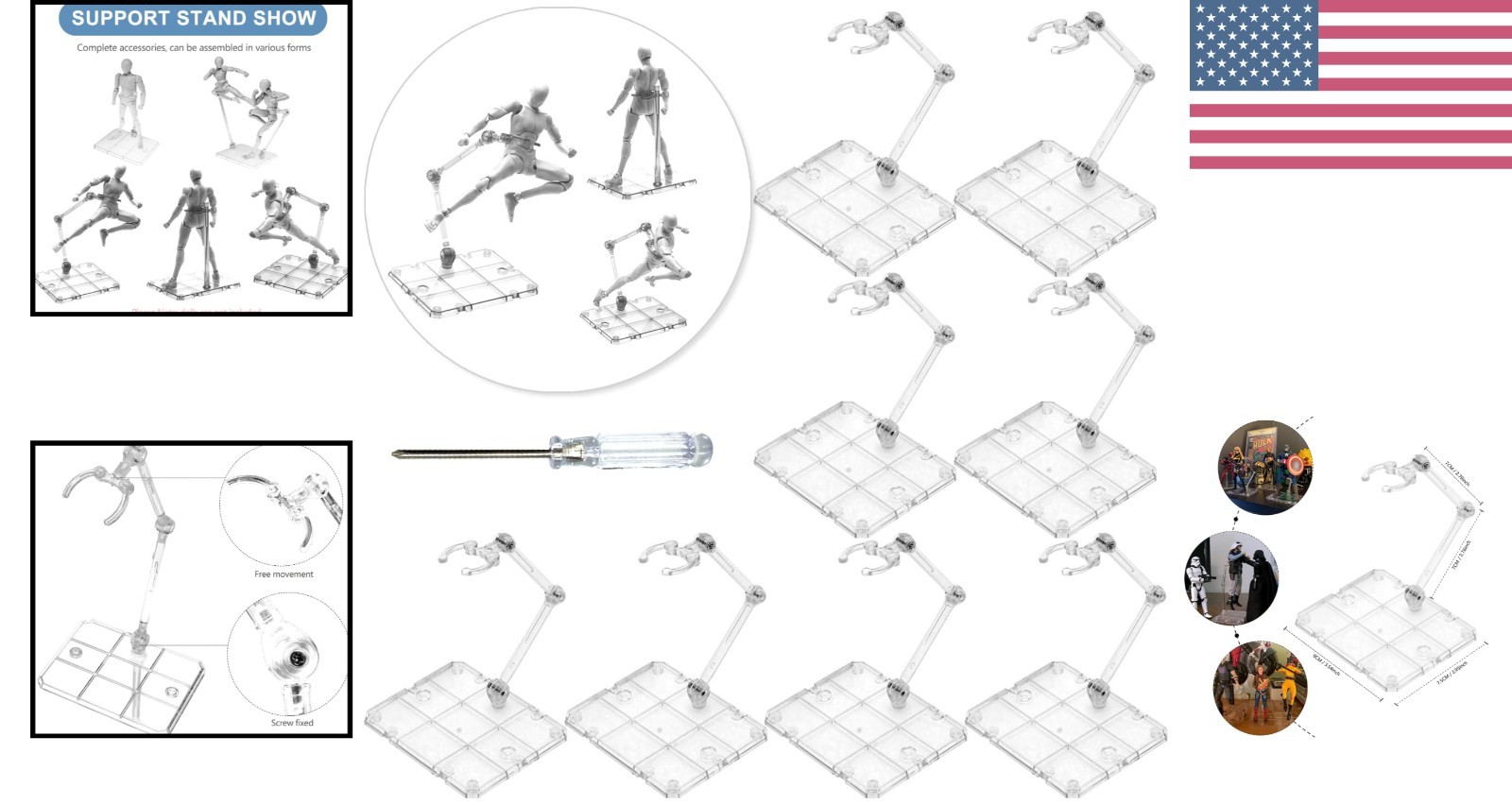 Durable Action Figure Stand Set – 8 PCS Assembly Holder for Various Model Lines
