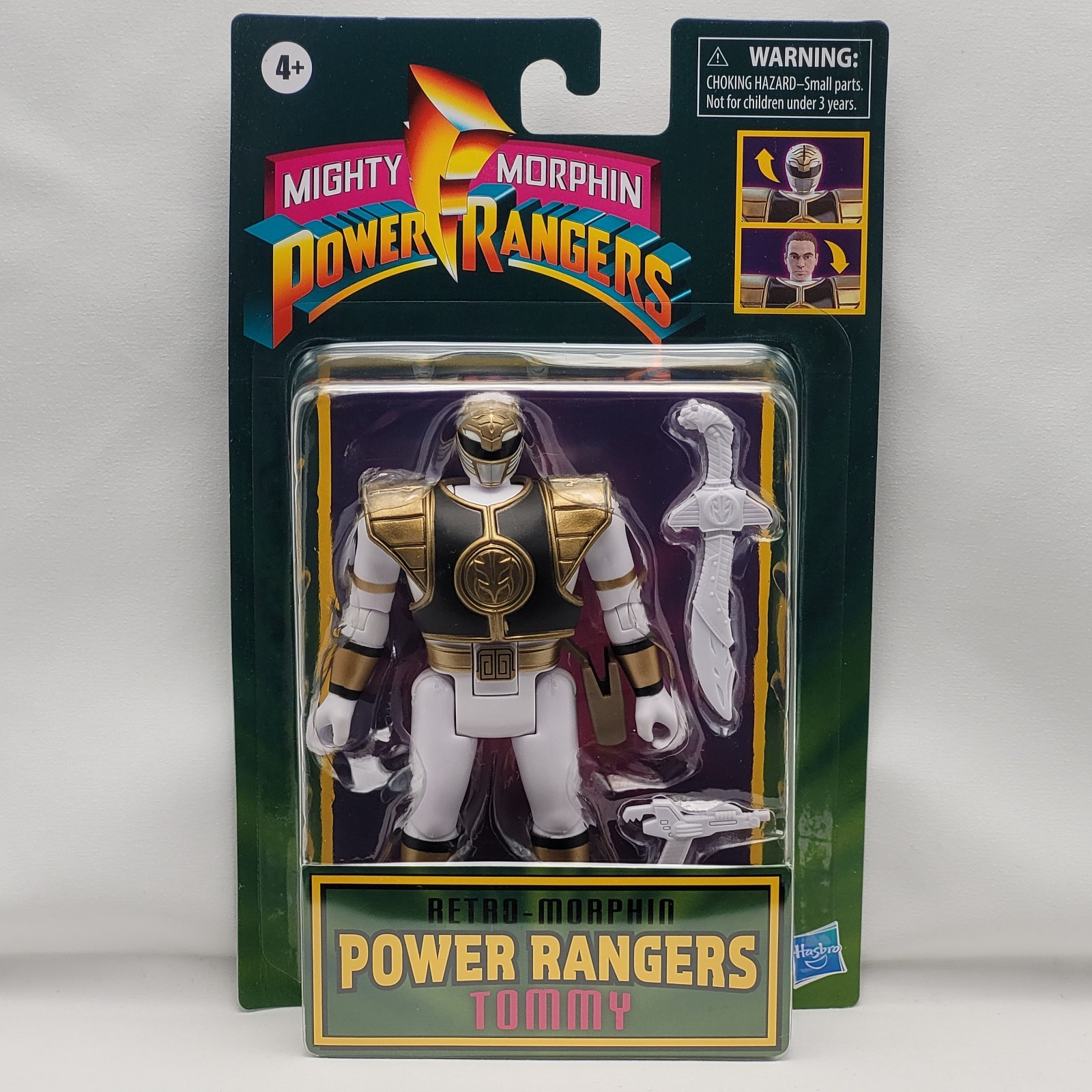 Hasbro Retro Morphin Power Rangers Tommy White Green Ranger Complete Set Ninjor