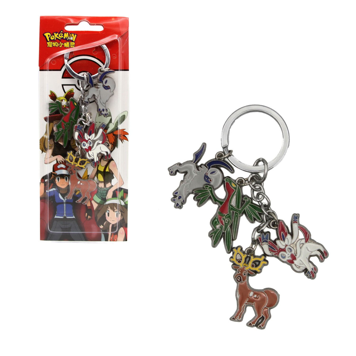 SYLVEON DEERLING ABSOL SCEPTILE Pkm 1 in. 4 Pcs. Key Chain Set (Anime KeyChain)