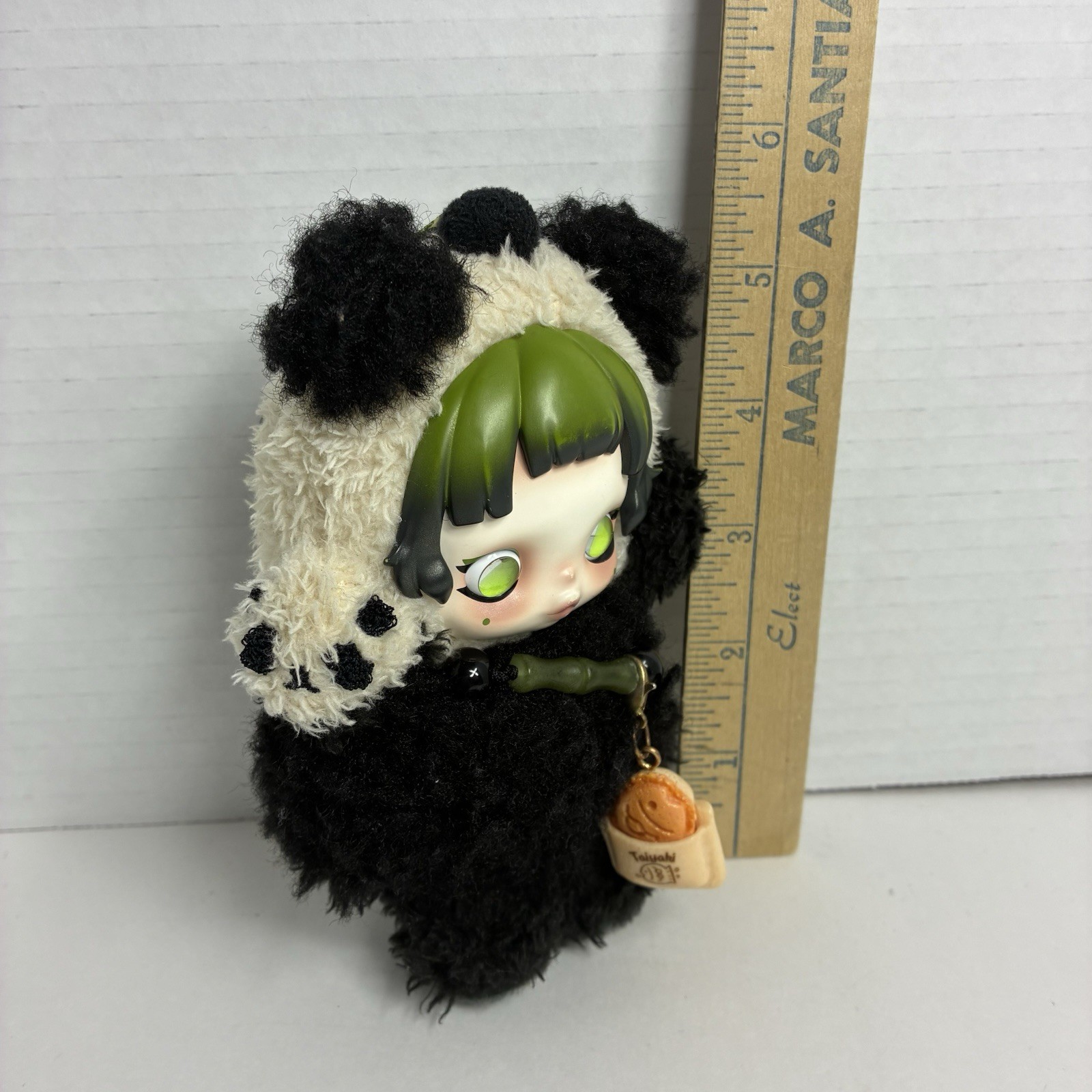 Authentic SKULLPANDA Lazy Panda Plush Doll Pendant W/Taiyaki Food Charm