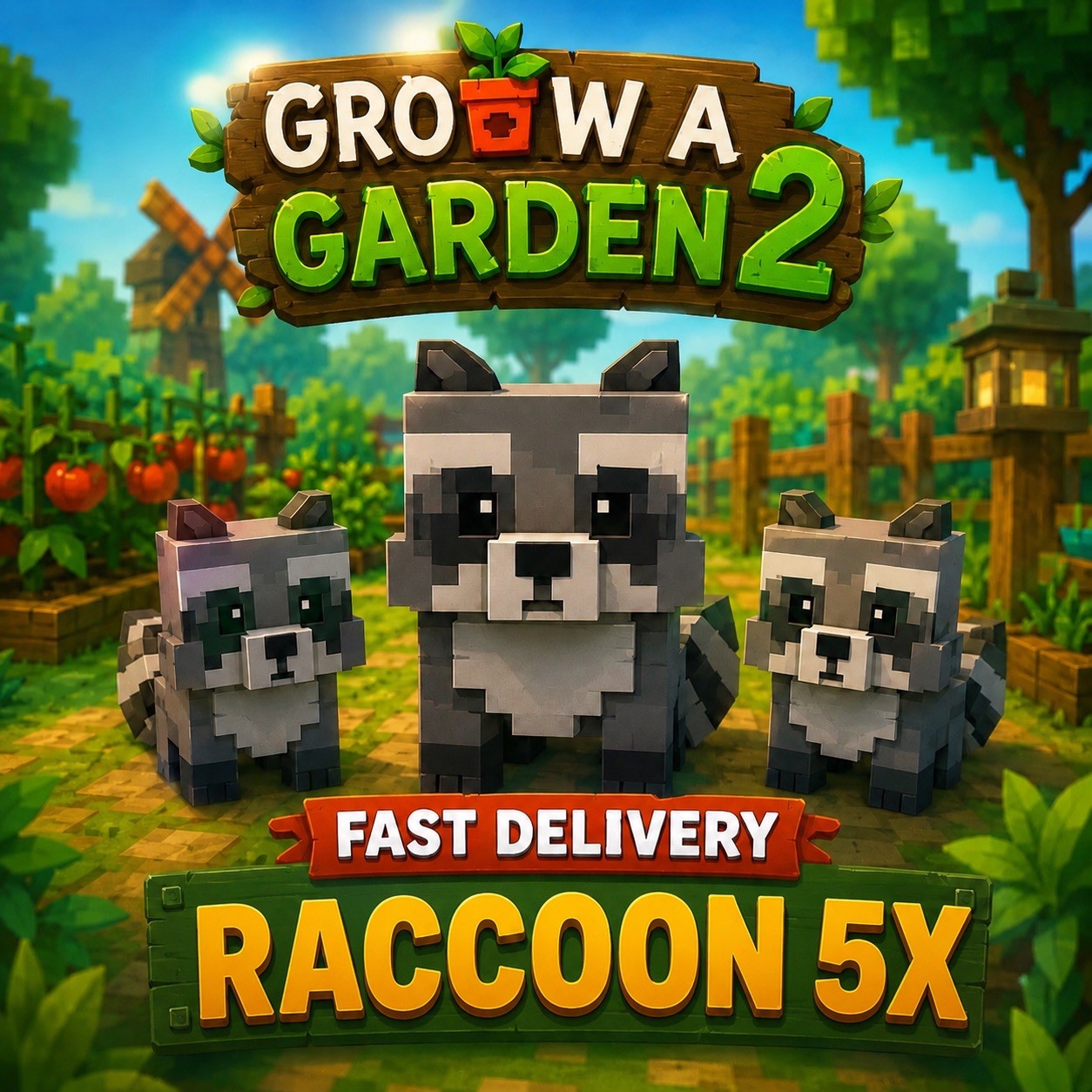 Raccoon Pet (5 PACK) | Grow A Garden 2