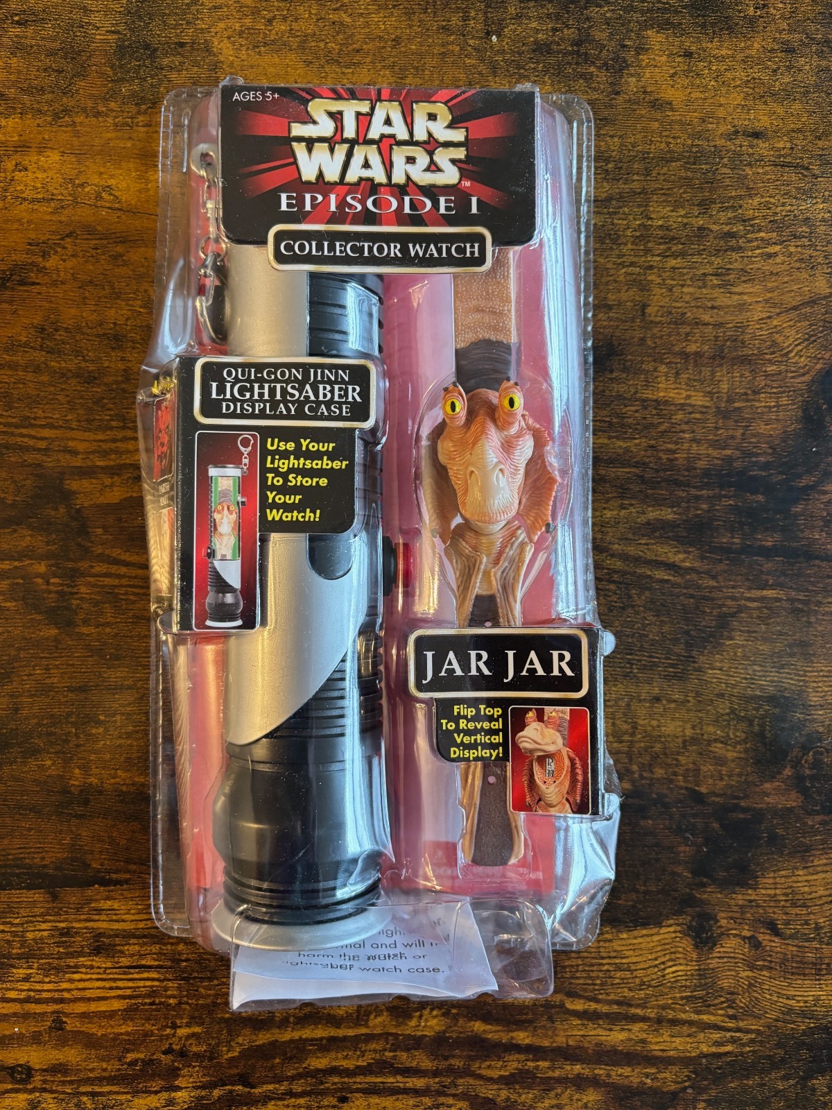 Star Wars Episode 1 Light Saber Display Case and Jar Jar Collectors Watch Sealed