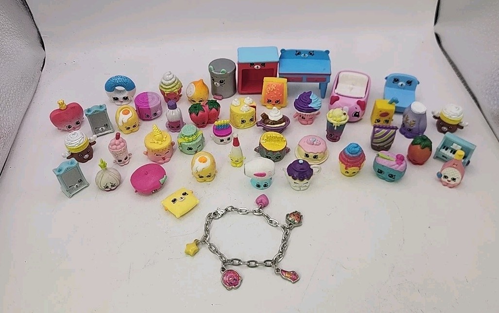 Shopkins Lot of 44 Different Figures Mixed Seasons! Bracelet Rares! Cutie Car