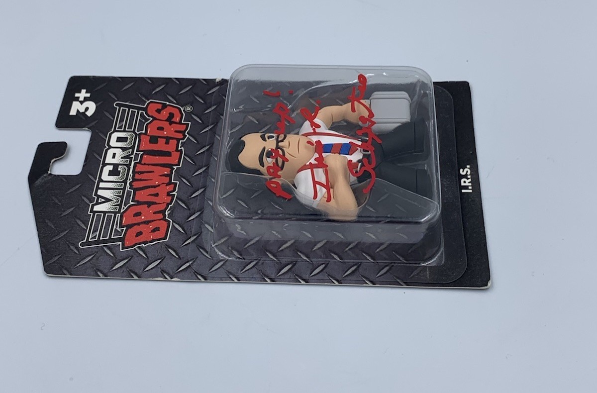 I.R.S. Mike Rotunda Signed Micro Brawlers Wrestling Figure WWE Full Name Auto
