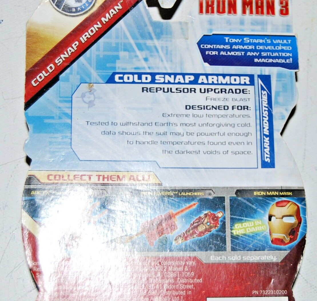 MARVEL IRON MAN 3 COLD SNAP REPULSOR FREEZE BLAST 3.75&Prime; FIGURE Sealed