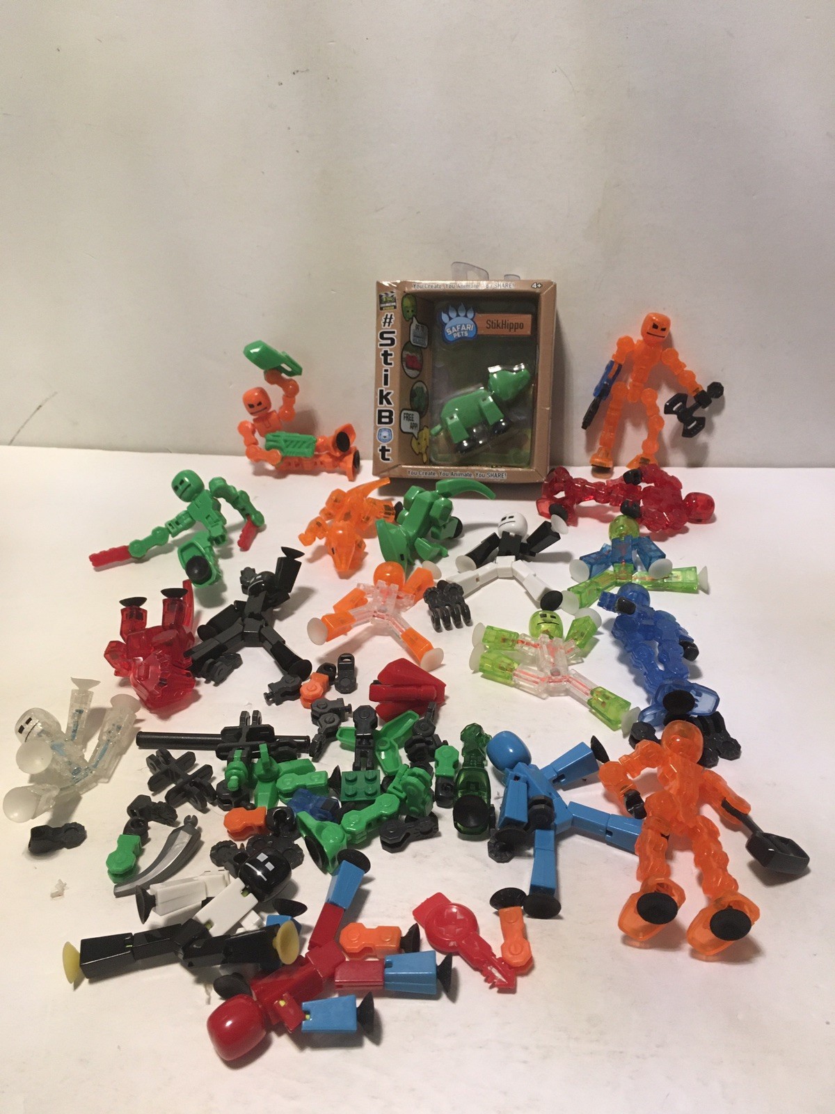 Zing Stikbot Lot of 18 Stop Motion Animation Stik Bot Figures Animals Parts